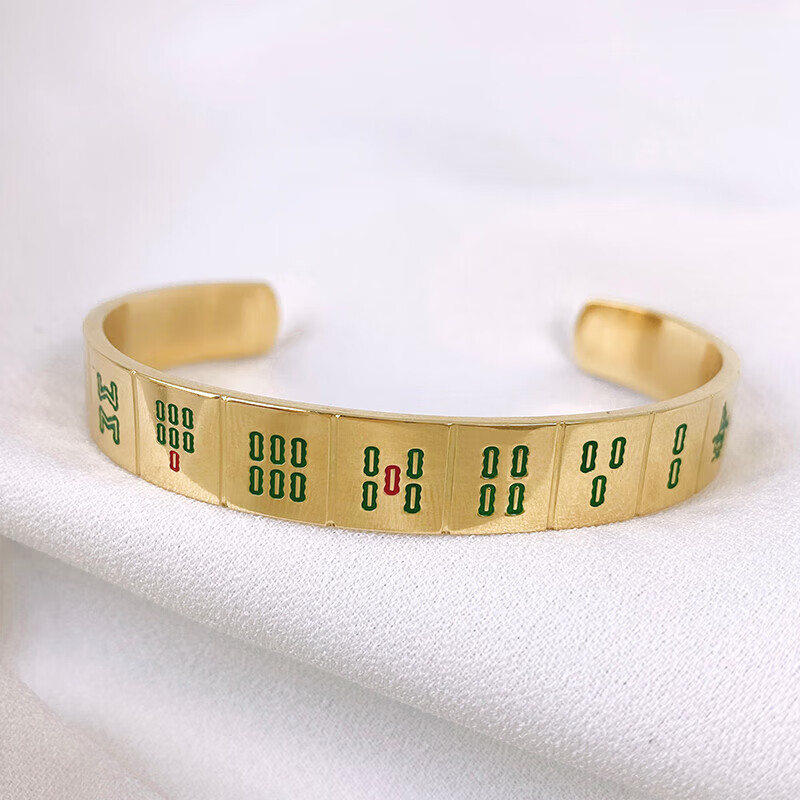 中国风新款麻将手镯钛钢不掉色男女发财好运sn2907 麻将手镯清一色