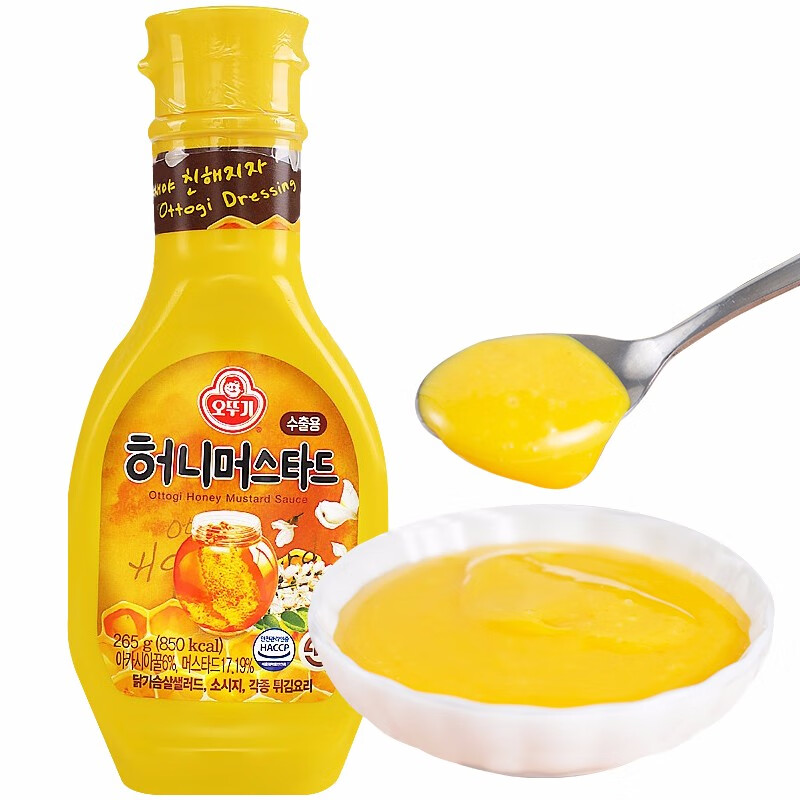 不倒翁韩国进口 奥多吉 蜂蜜芥末味调味酱 黄芥末沙拉酱265g 炸鸡蘸酱