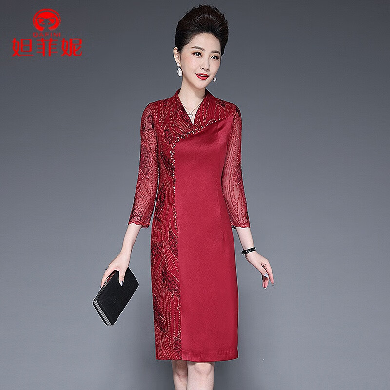 婚礼妈妈装高档礼服中老年女装大码高贵婚礼妈妈装夏季喜婆婆婚宴礼服