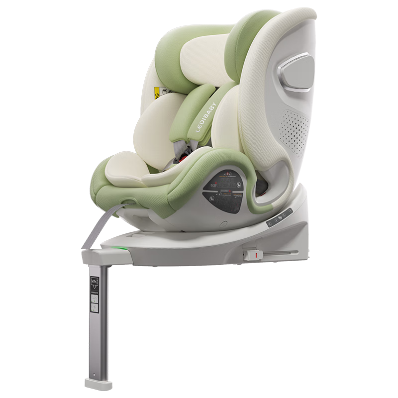 ledibaby乐蒂宝贝婴儿童安全座椅0-4-12岁汽车用宝宝座椅车载可坐躺 太空舱Pro+官配版【春芽绿】