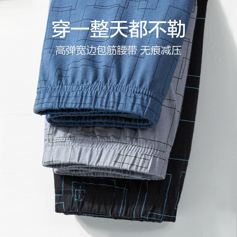 七匹狼内裤男生纯棉四角短裤男士全棉抗菌宽松裤衩运动平角裤头男式透气 【纯棉印花抗菌裆平角裤】 4条 2XL (腰围2.6-2.7尺 140-160斤)