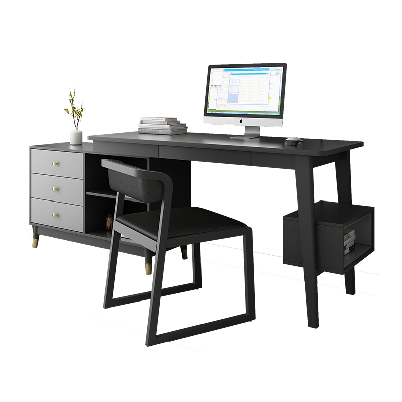 兰尼森 电脑桌 现代小户型学生转角书桌书架组合北欧简约家用电脑台式桌办公桌 书桌(轻奢款)