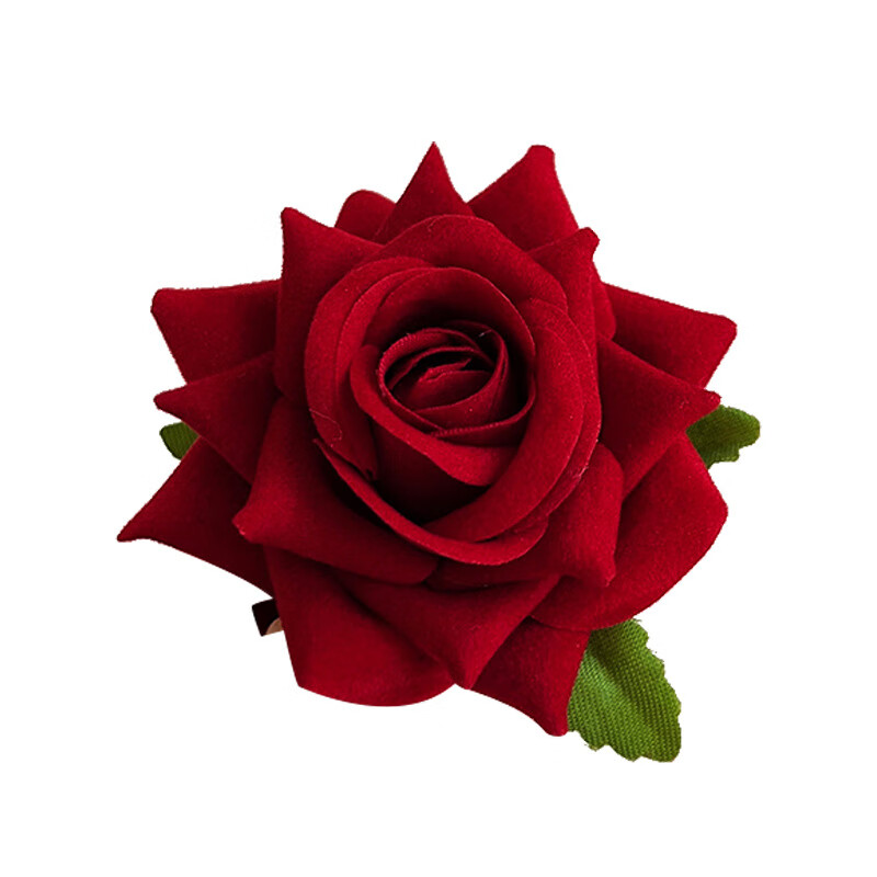 mays will丝绒玫瑰红粉玫瑰花朵复古拍照发夹在逃公主两用胸针 玫瑰花