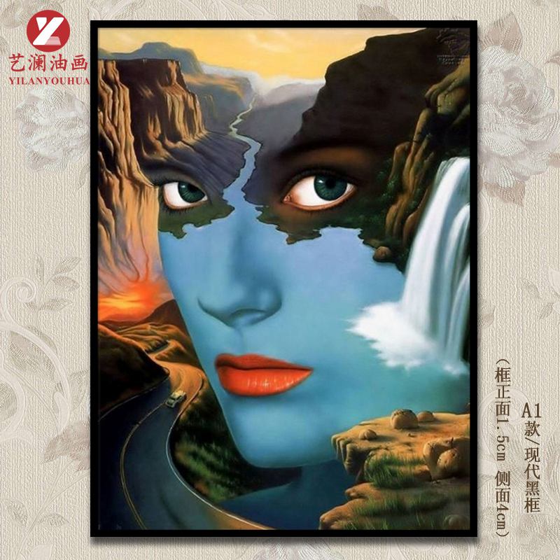 艺澜油画临摹达利抽象派超现实之公寓梦幻的脸变形人物有框手绘艺术品