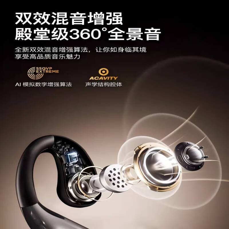 WENINEWIN【柏林之声 | 2026新款顶配】无线蓝牙耳机挂耳式超长续航开放式不入耳夹骨传导概念降噪运动防汗 肤【舒适佩戴 | 定向传音】 顶配版 【12D杜比音效 | 通话降噪】