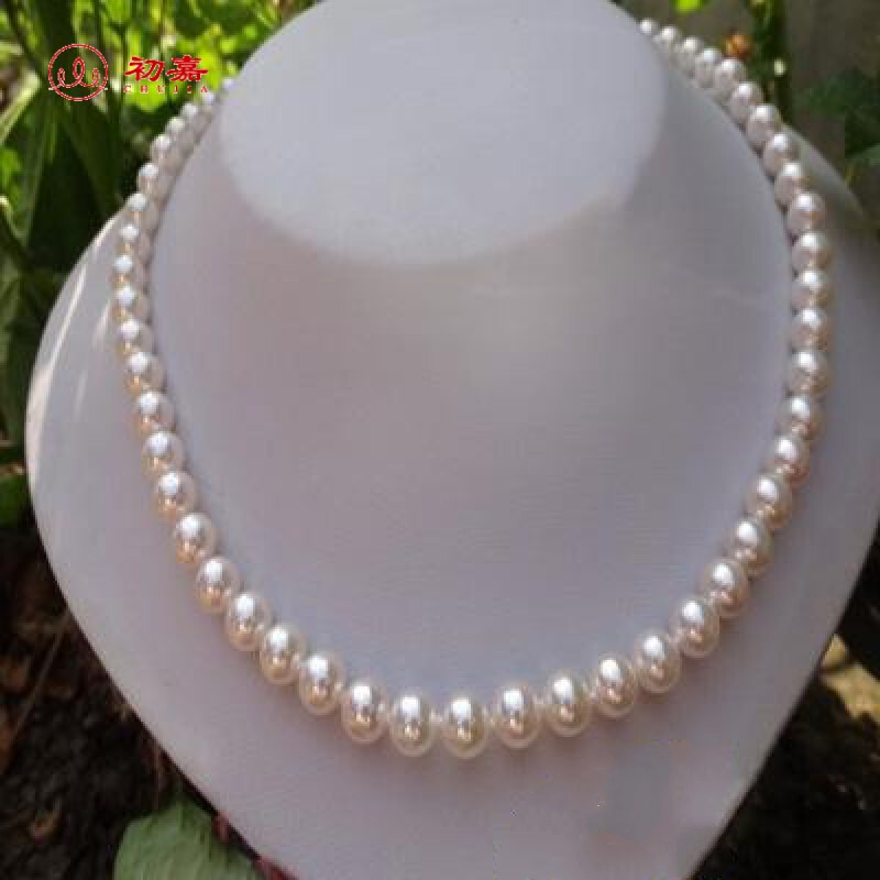 初嘉 南海珍珠海水珍珠项链 7-8-9极强光无瑕送妈妈礼物 脖挂 白色 8