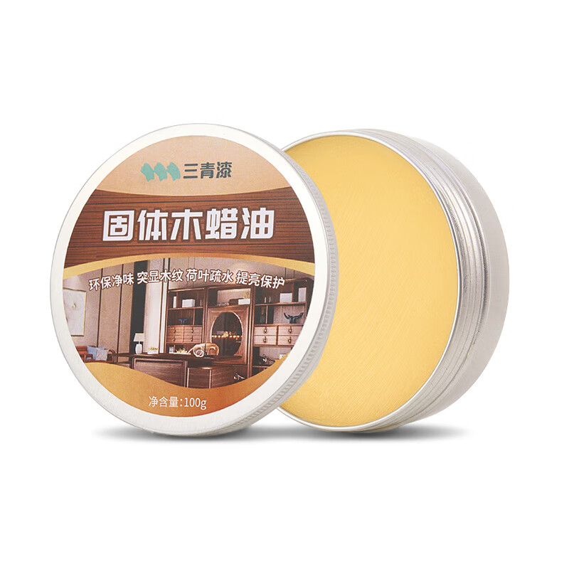 三青木蠟油固體蠟實木家具打蠟拋光保養(yǎng)臘油原透明油漆亮油木頭漆 500g【約40平米/遍】