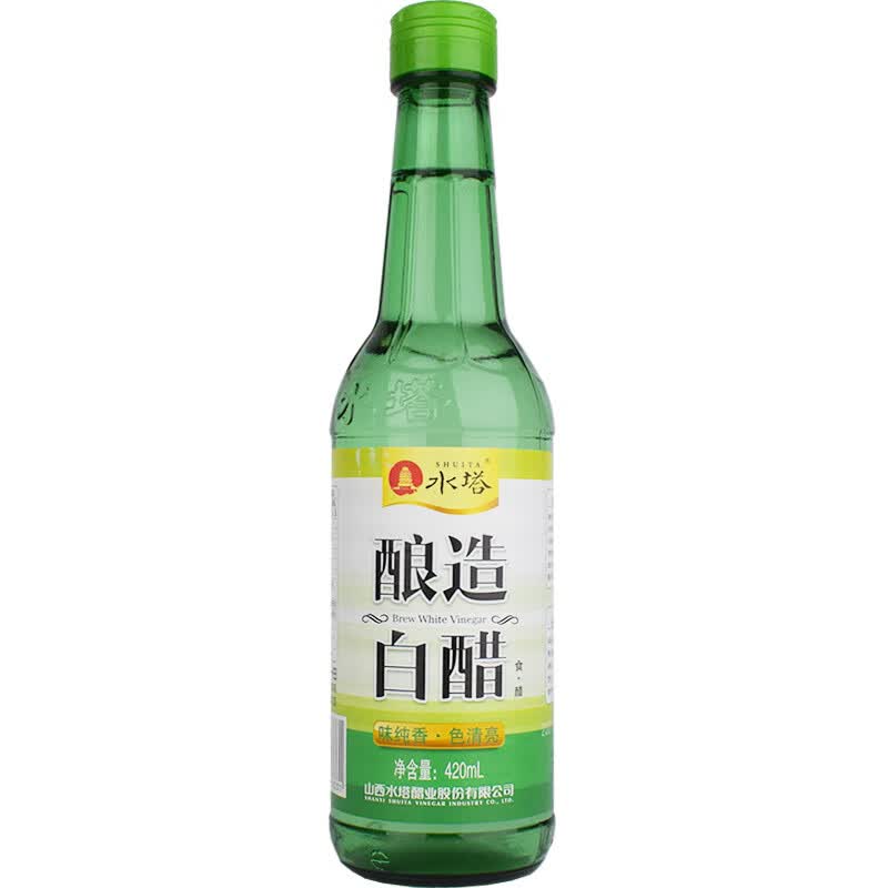 家用蘸料水饺醋凉拌菜白米醋食用香醋粮醋 水塔酿造白醋420ml×1瓶