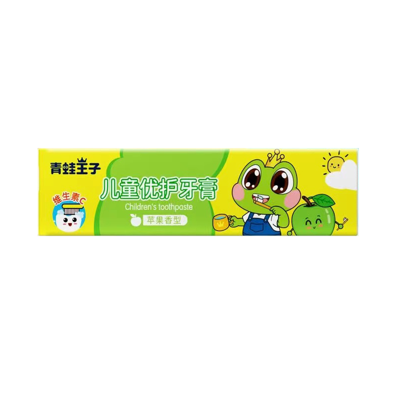 青蛙王子儿童牙膏 3-6-12岁宝宝幼儿无氟白色膏体水果味牙膏促销 45g苹果味2支