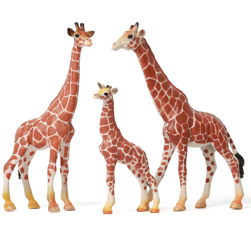 MECHILE仿真动物模型玩具动物一家套装动物园早教认知亲子互动 长颈鹿一家