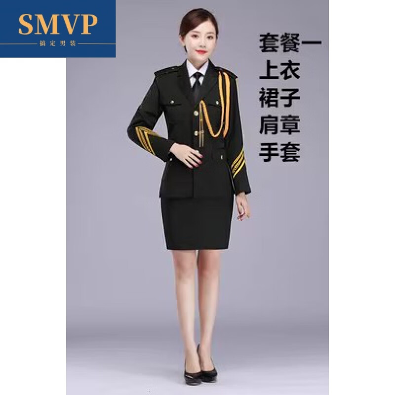 SMVP軍樂團演出服裝學生升旗手服成人軍樂隊文工團合唱服學校儀仗隊鼓 套餐一女裙子軍綠色4件套 S 男生165/女生160