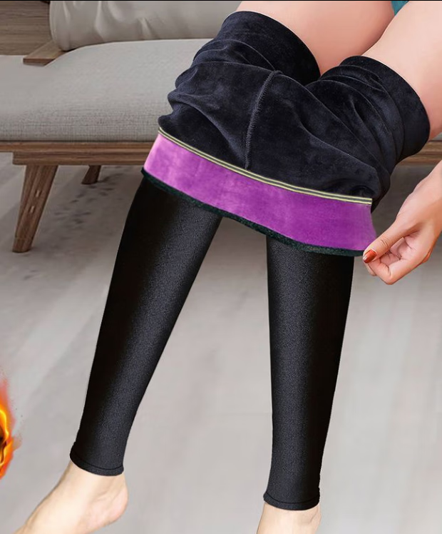 凡摩乔冬季皮裤女加厚特厚加绒克打底皮裤外穿女士保暖哑光皮裤 踩脚