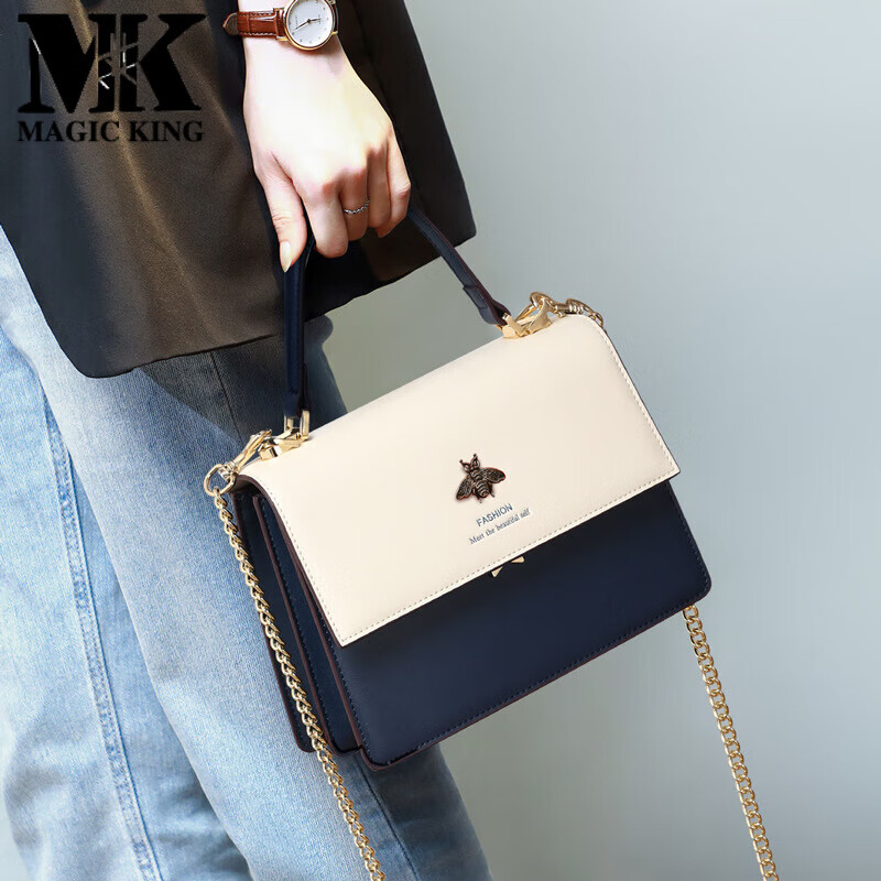 magic king mk精奢款包包新款小蜜蜂包包女包斜挎包感百搭真皮单肩包