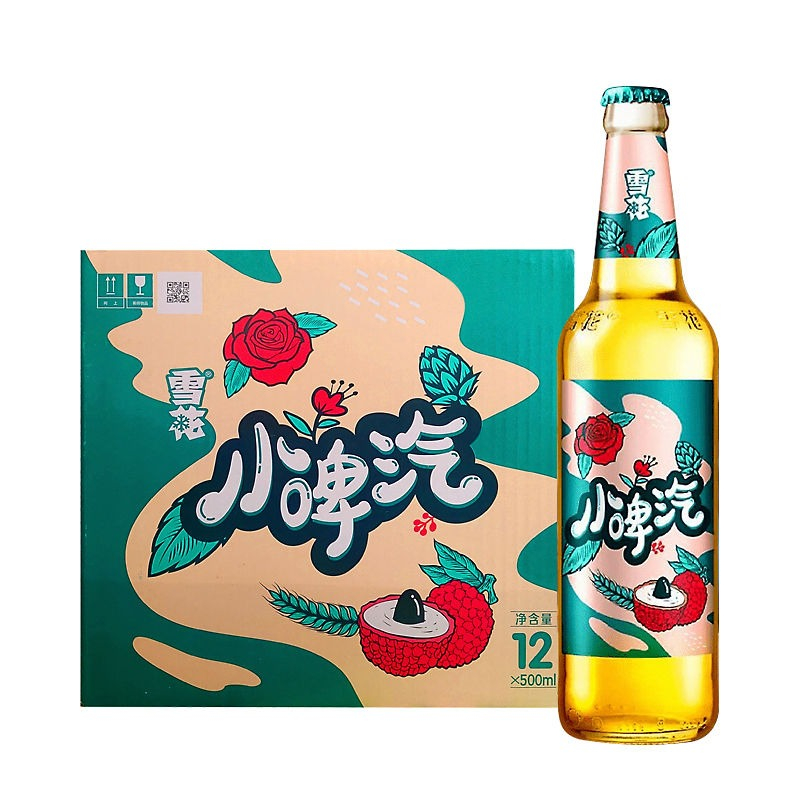 【官方旗舰】snow/雪花啤酒 小啤汽 玫瑰荔枝味碳酸饮料 500ml×12