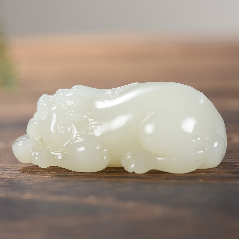 伊甸之星高端疆派玉雕名家大师孤品 新疆和田玉羊脂白玉貔貅挂件27克