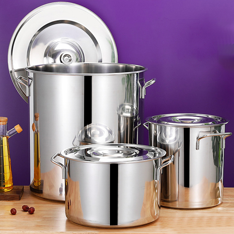 简爱生活商用加厚不锈钢桶70l带盖汤桶储物桶超装水约140斤 直径45*高