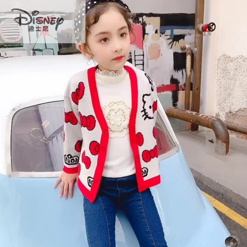 迪士尼1-3-6岁小孩子穿的女童毛衣开衫洋气儿童开衫外套春秋宝宝毛衣
