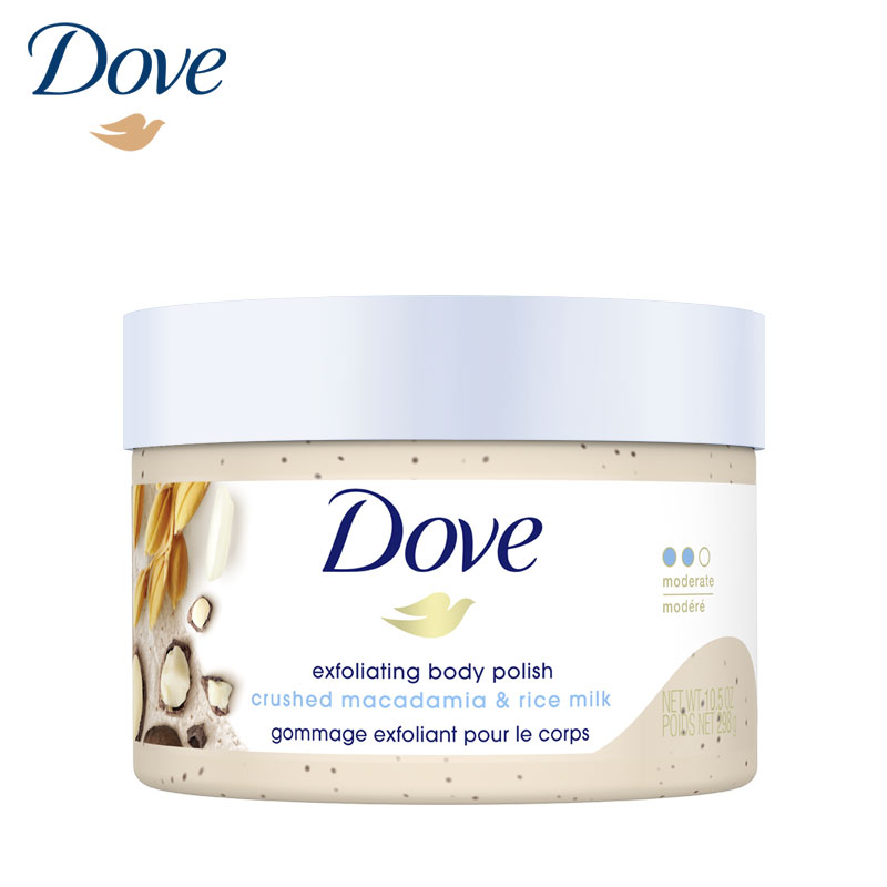 多芬（Dove）夏威夷果和米浆磨砂膏298g 温和去角质 保湿舒缓 敏感肌适用