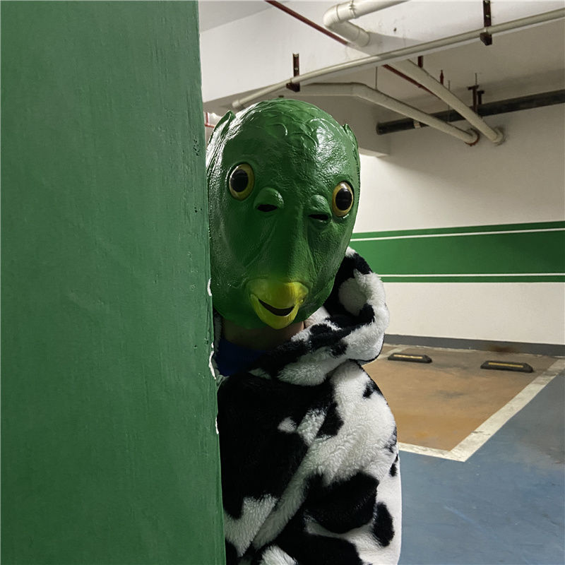 景秀姜山 绿鱼头 同款绿鱼人头套快手面具搞笑沙雕网红可爱喝水绿鱼头