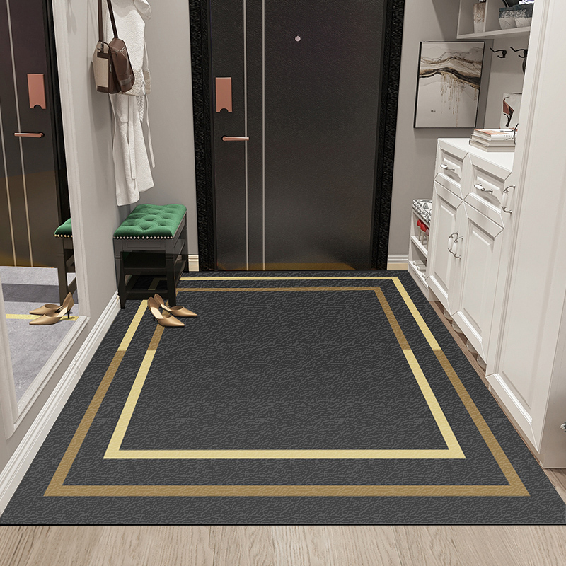 北欧轻奢pvc入户门垫子耐脏可擦洗门口地垫家用进门玄关脚垫 金色未来