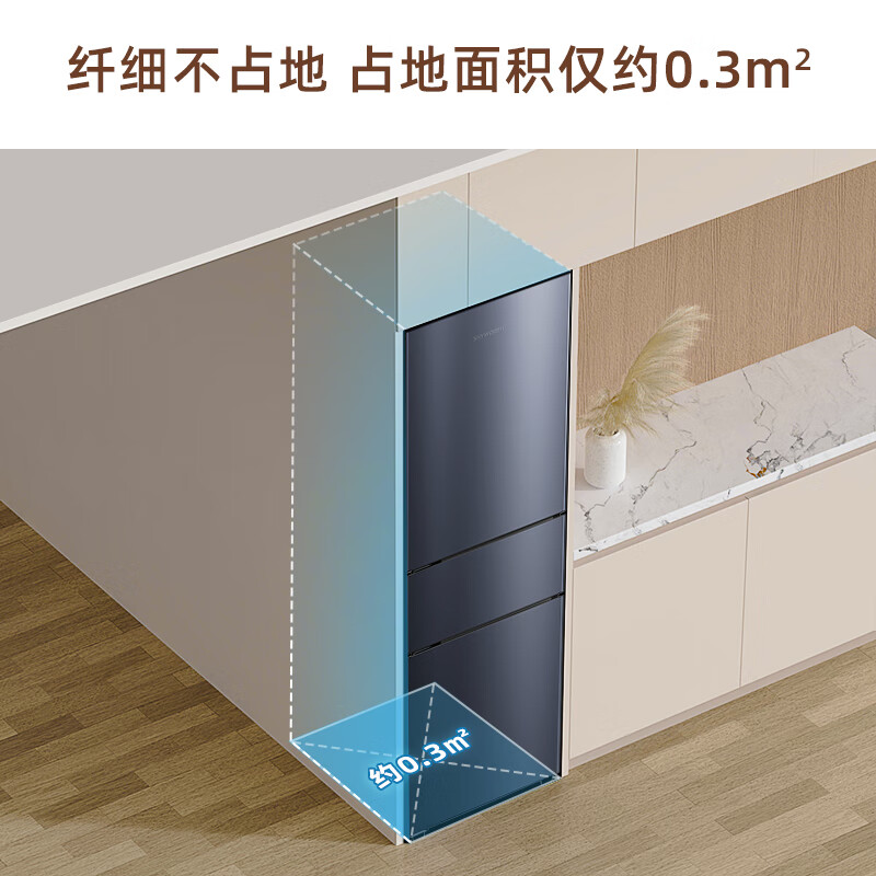创维（SKYWORTH）215升三门风冷免除霜无霜小冰箱 低音节能多门小型家用电冰箱宿舍租房BCD-215W3Y2