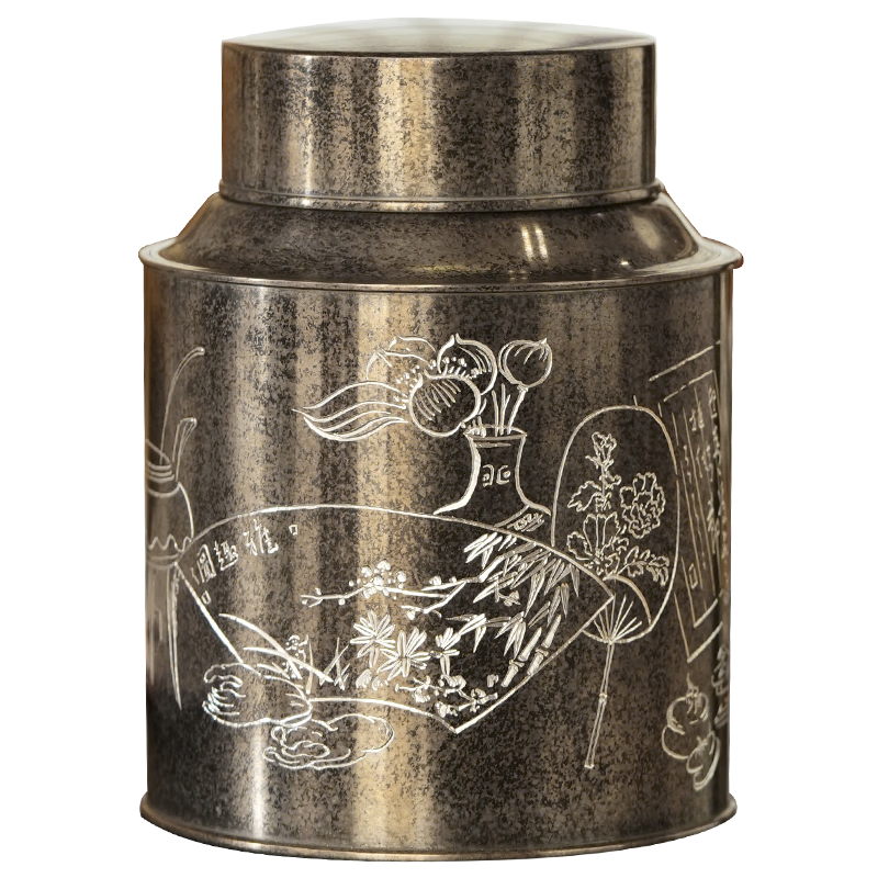 斑錫·龍斑錫龍錫罐純錫茶葉罐清供茶倉(cāng)密封罐儲(chǔ)茶罐復(fù)古雕刻個(gè)舊手工錫器