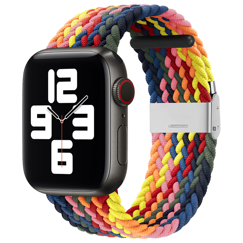 BHO适用apple watch8/s9/7苹果手表表带弹力编织iwatch6/SE/Ultra2 黑色 【42/44/45/49mm】表盘通用