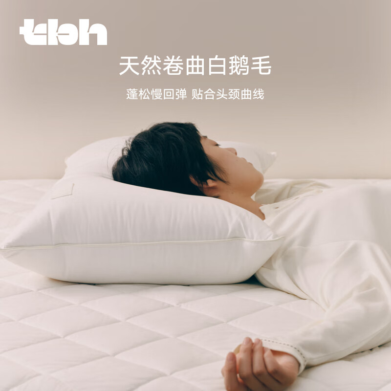 野獸派家居（tbh）羽絨枕頭 羽毛復(fù)合枕 單人枕芯 防螨抗菌四季枕單只裝 羽絨羽毛復(fù)合枕-低 48cmx74cm