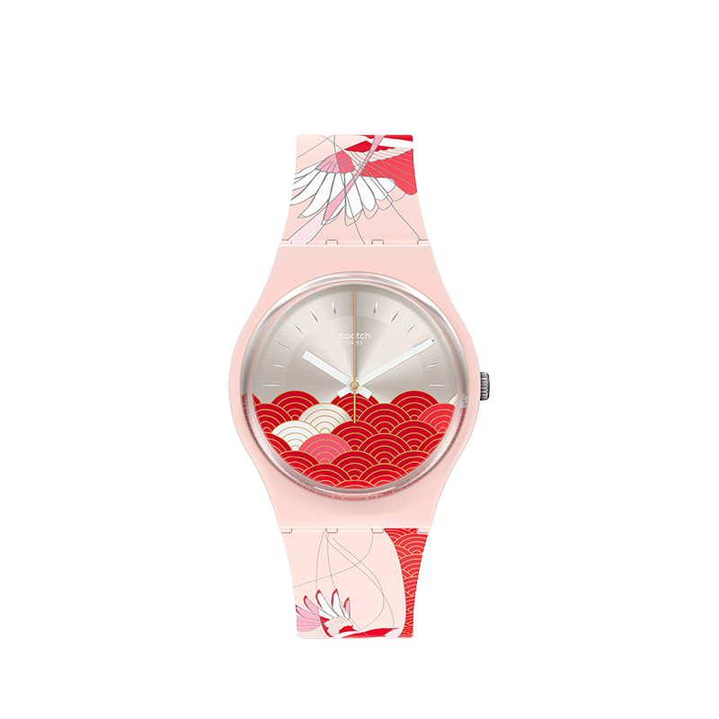 斯沃琪（Swatch）瑞士手表 國潮禮盒款 紅鳶 開學(xué)禮物男女情侶石英表SO31Z102