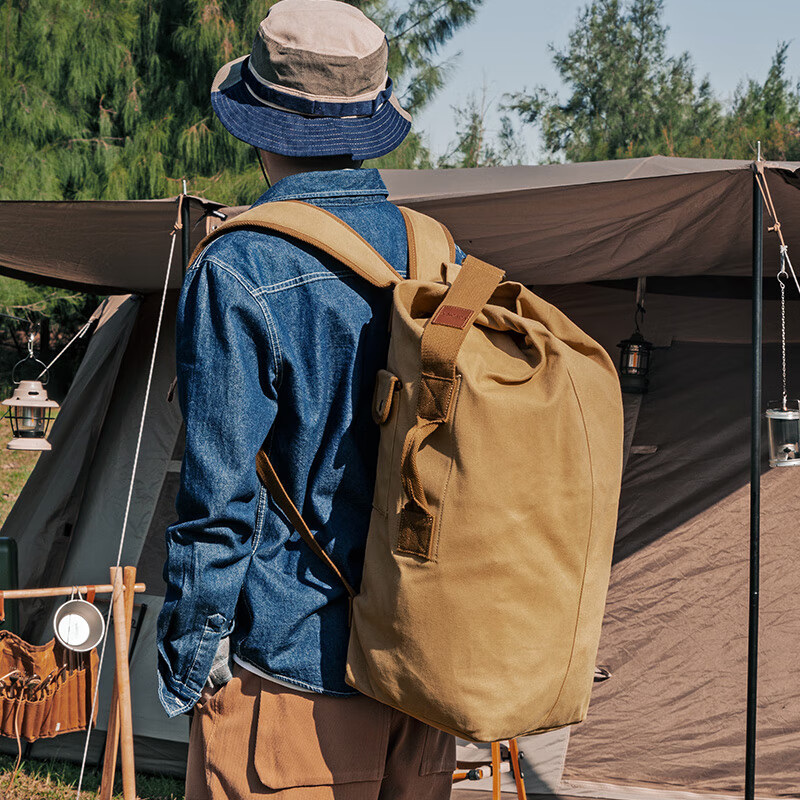 新潮代旅行包男大容量手提出差背包男士多功能干湿分离双肩包健身运动包 2519卡其色【45L大容量设计】