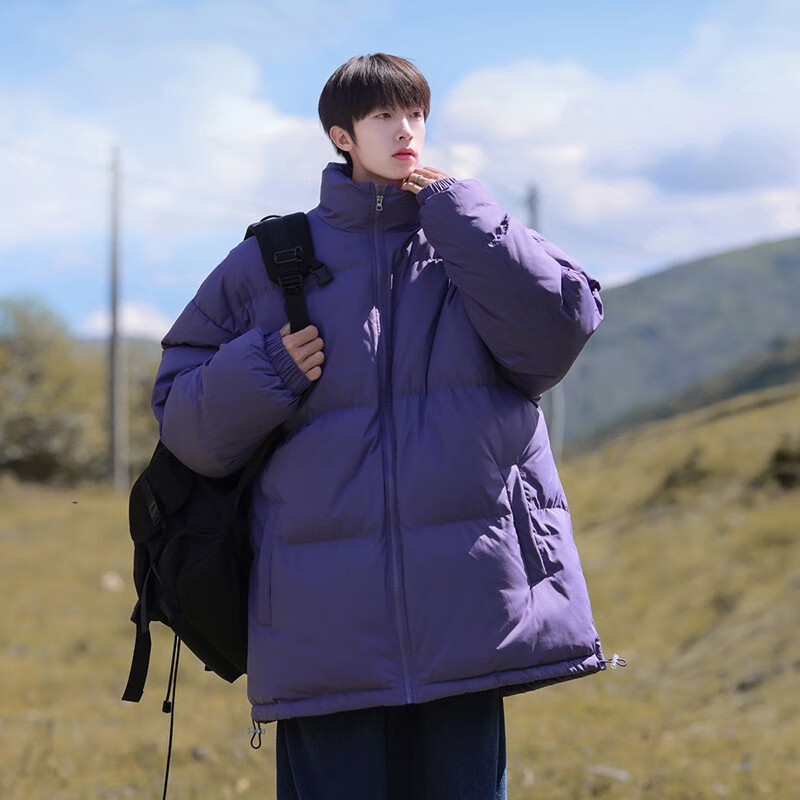 新款立领棉服外套加厚保暖春装棉袄面包服男士学生 jkcy-my9099晨曦紫