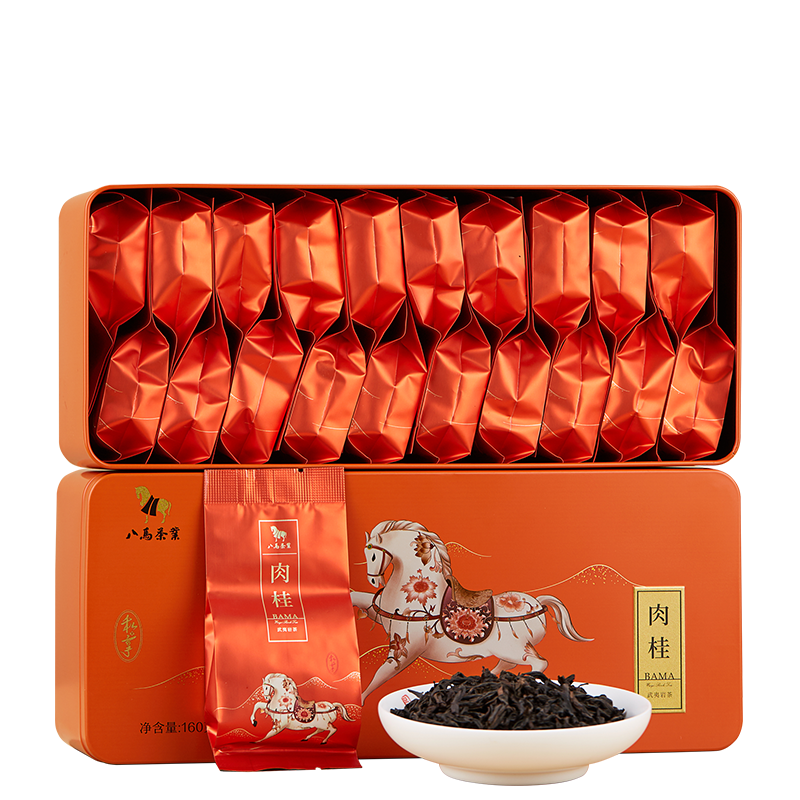 PLUS会员：八马茶业 武夷山岩茶 肉桂 乌龙茶 茶叶自己喝 送礼盒装 160g 赠试茶*1+礼袋*1