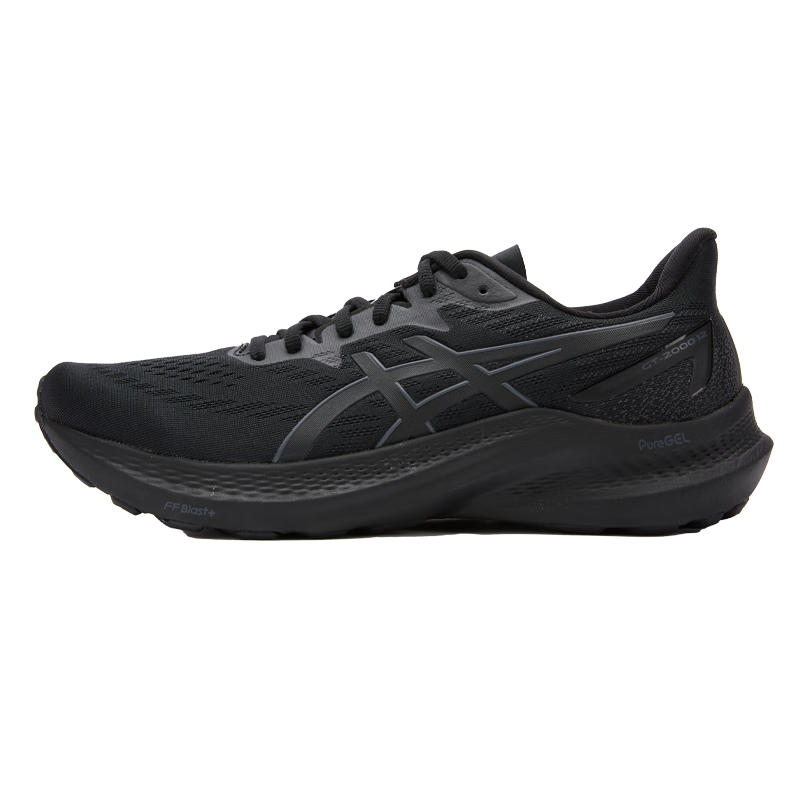 ASICS 亚瑟士 男鞋跑步鞋GT-2000 12稳定支撑回弹透气运动鞋1011B691 黑色/黑色 43.5