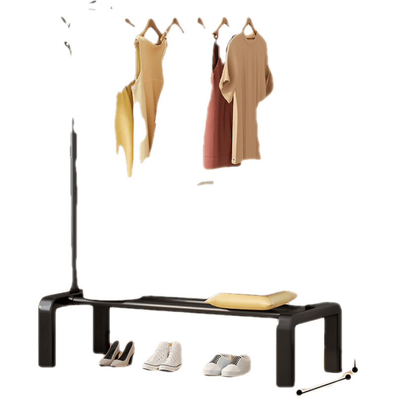 晾衣架落地室内简易晾衣架落地折叠家用阳台晾衣杆挂衣架卧室内凉晒宿舍衣服架子 110cm黑|双树杈钩