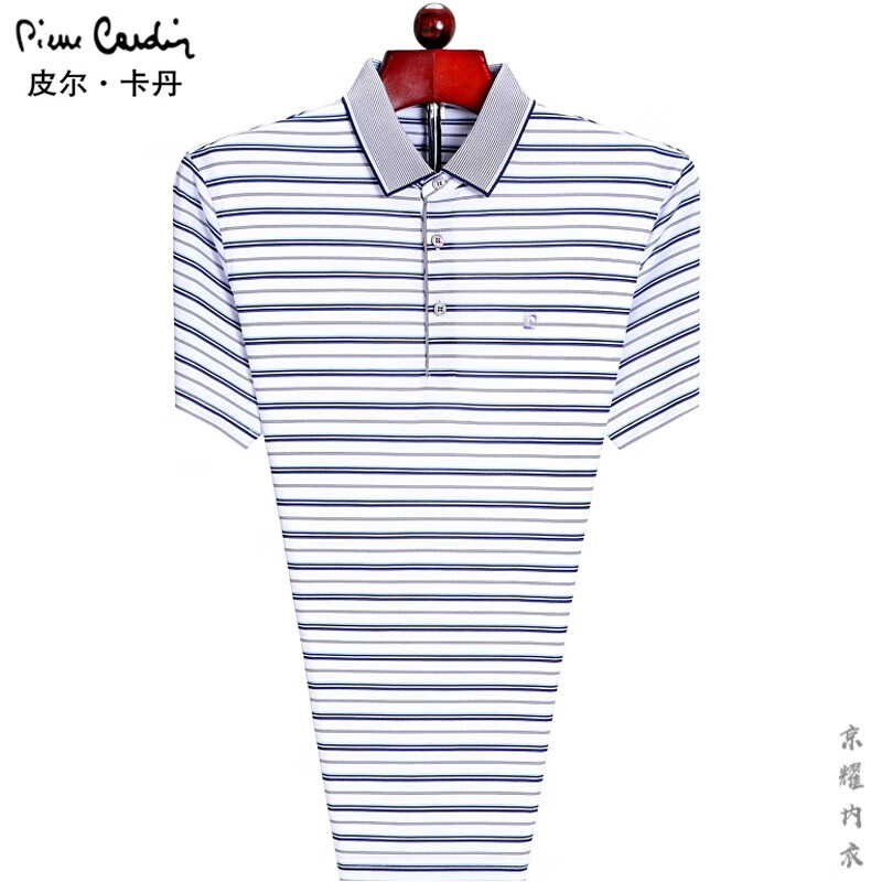 pierrecardin皮尔卡丹薄款短袖t恤男中年桑蚕丝翻领衫