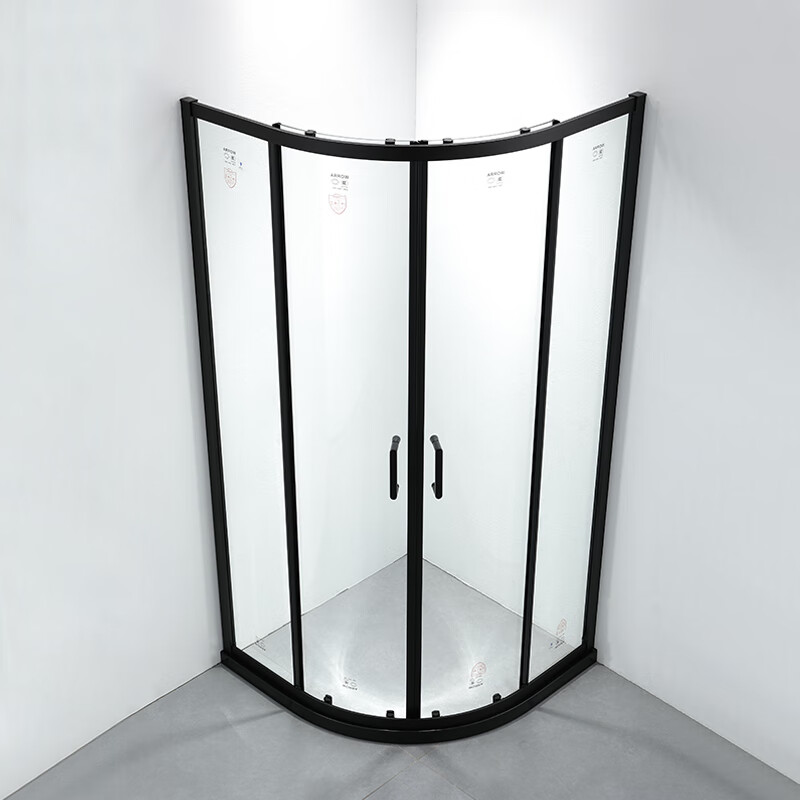 箭牌(arrow) 黑色淋浴房整玻璃隔断浴房浴室干湿分离家用弧扇形简易