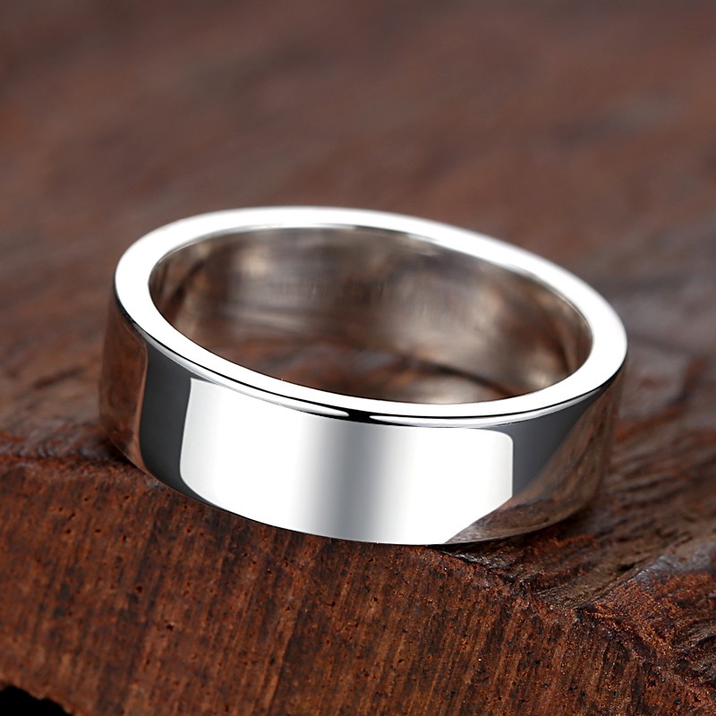 990足银男士戒指 女情侣对戒足银素圈宽大单身尾戒男友男生生日礼物