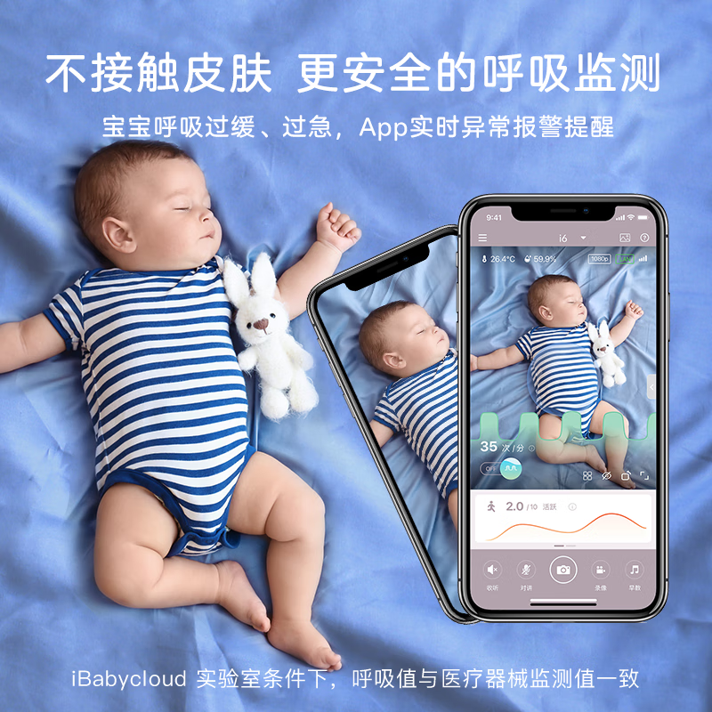 CIBABY婴儿智能监护器宝宝健康看护器儿童监控摄像头哭声遮脸报警测呼吸 i6