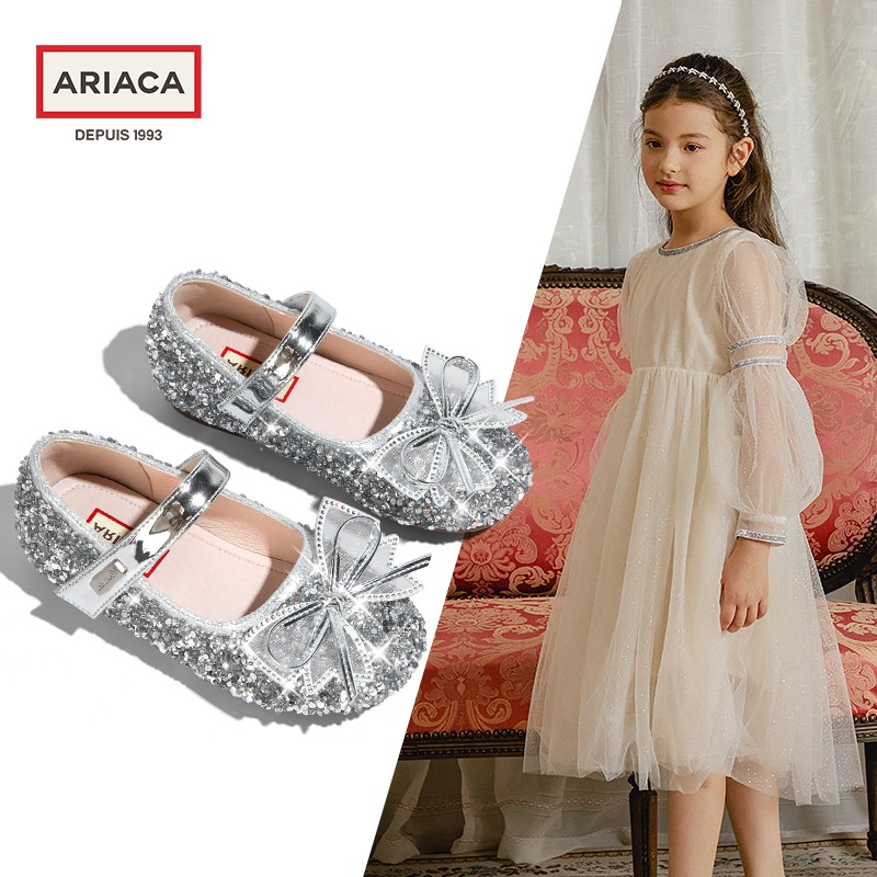 Ariaca艾芮苏女童公主鞋2023春季新款儿童水晶皮鞋小女孩软底单鞋 银色 28 内长17.8/适合脚长17.0怎么样,好用不?