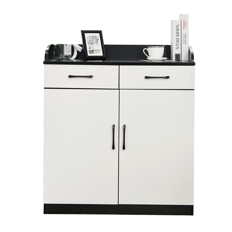 安尔雅餐边柜简约现代储物柜酒柜厨房柜黑白备餐柜茶水柜边柜组装经济型 黑白60*40*90cm