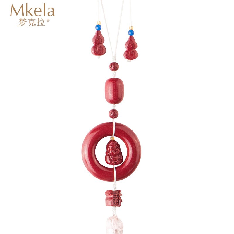 梦克拉 高含量朱砂紫金砂福字自在佛挂件 大肚弥勒佛笑佛