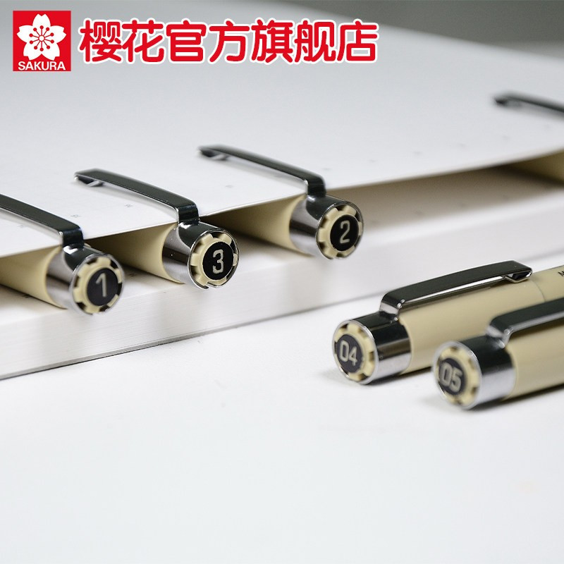日本樱花（SAKURA） 黑色针管笔防水勾线笔绘图笔素描线条笔 设计图针管笔美术用笔 官方常用7支套装（XSDK7P)