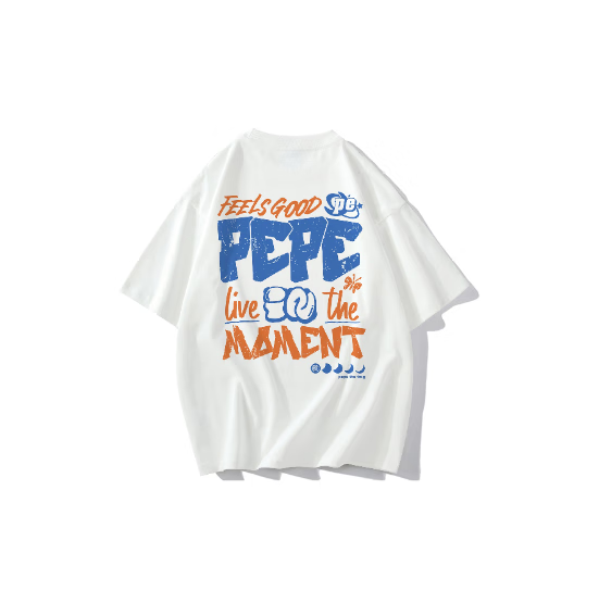 the frog卡通字母图案logo印花宽松休闲圆领短袖t恤 白色【重磅棉】 m