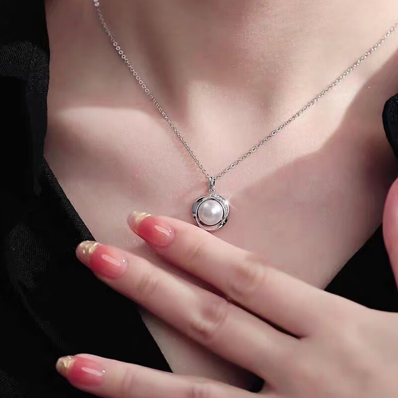 VENUS ADELINE莫比乌斯项链女银淡水珍珠吊坠套装年轻妈妈女友老婆七夕生日礼物 单项链-情人节生日送女友老婆