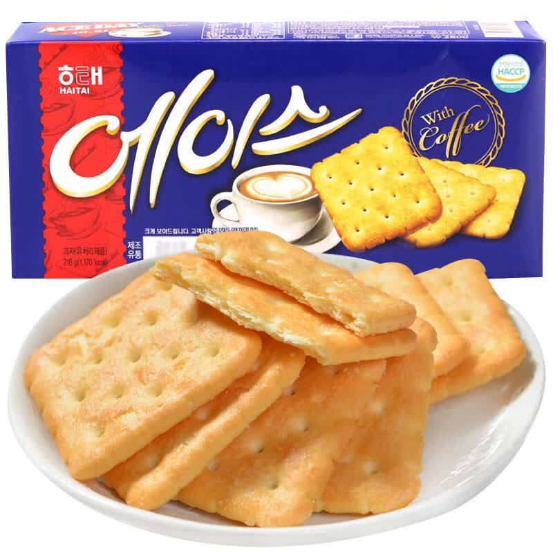 韩国网红零食 苏打饼干 咸味薄脆休闲零食早餐饼干 海太牌ace饼干364g