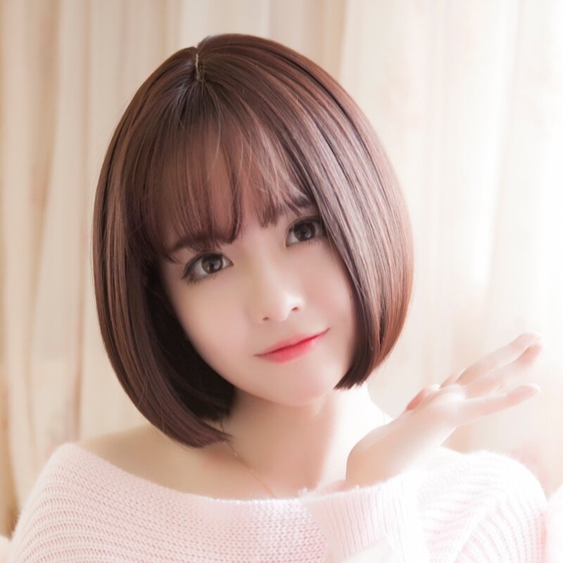 假发女短发空气刘海直发女生蓬松自然逼真帅气波波bobo头可爱发型 深