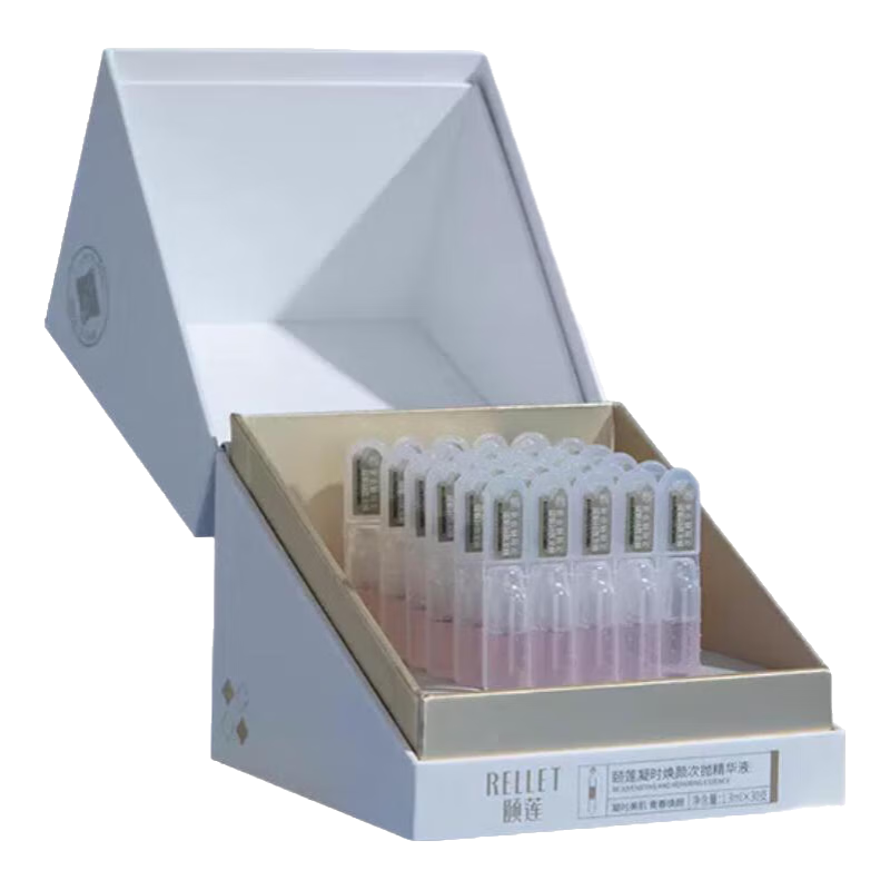 頤蓮（RELLET）玻尿酸凝時(shí)煥顏次拋精華液面部補(bǔ)水保濕提亮膚色緊致新舊包裝隨機(jī) 凝時(shí)煥顏次拋精華液 1.3ml 30支/盒