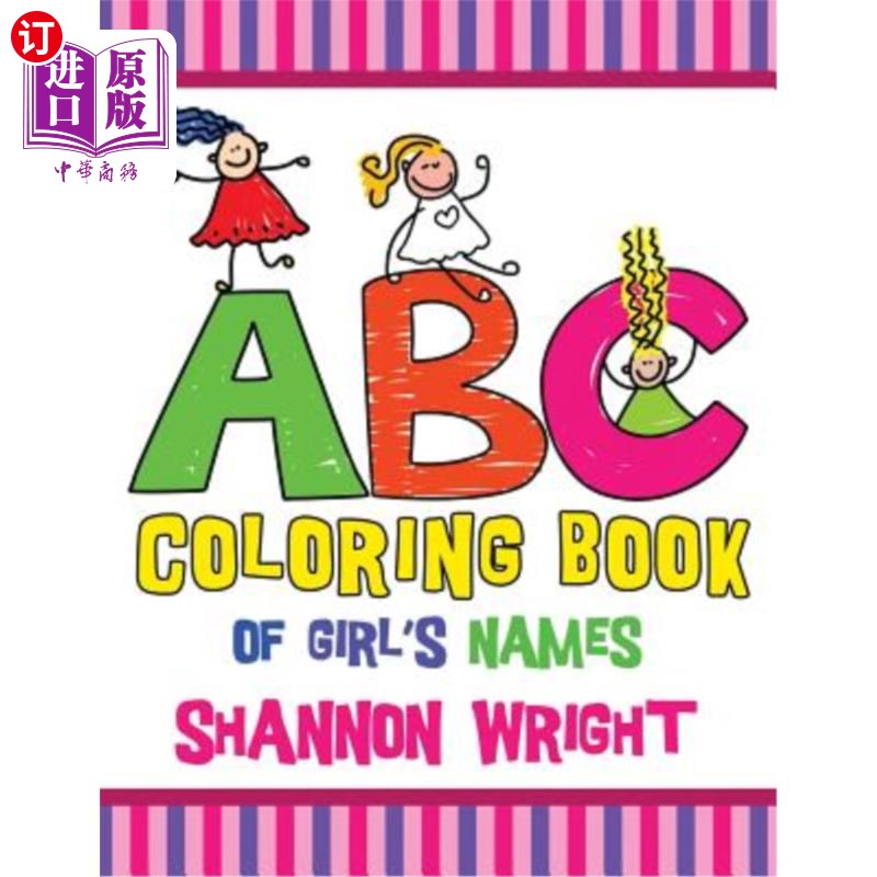 海外直订abc coloring book of girls names abc女孩姓名彩绘本