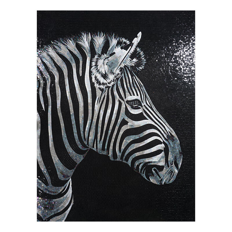 西普顿制定做玻璃马背景墙瓷砖玄关餐厅拼图阳台拼花剪画 斑马 3030