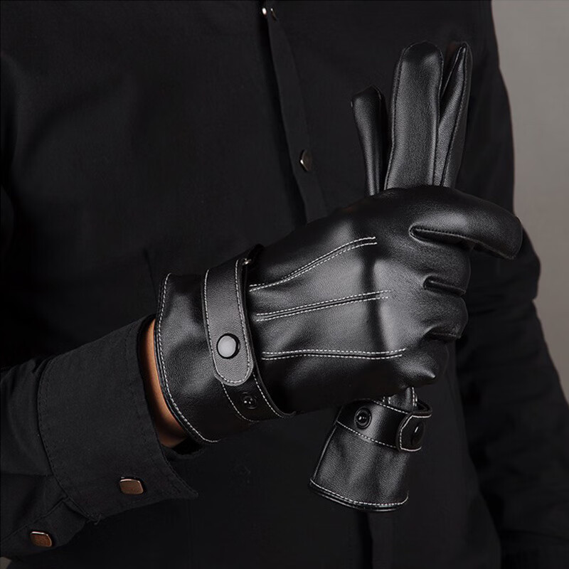 手套冬季骑行保暖加绒加厚防风防寒手套男户外骑车摩托手套 男士三道